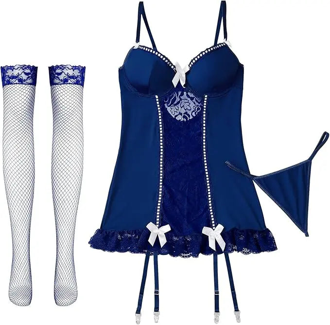 💙Sky Desire | 3-Piece Lace Lingerie Set