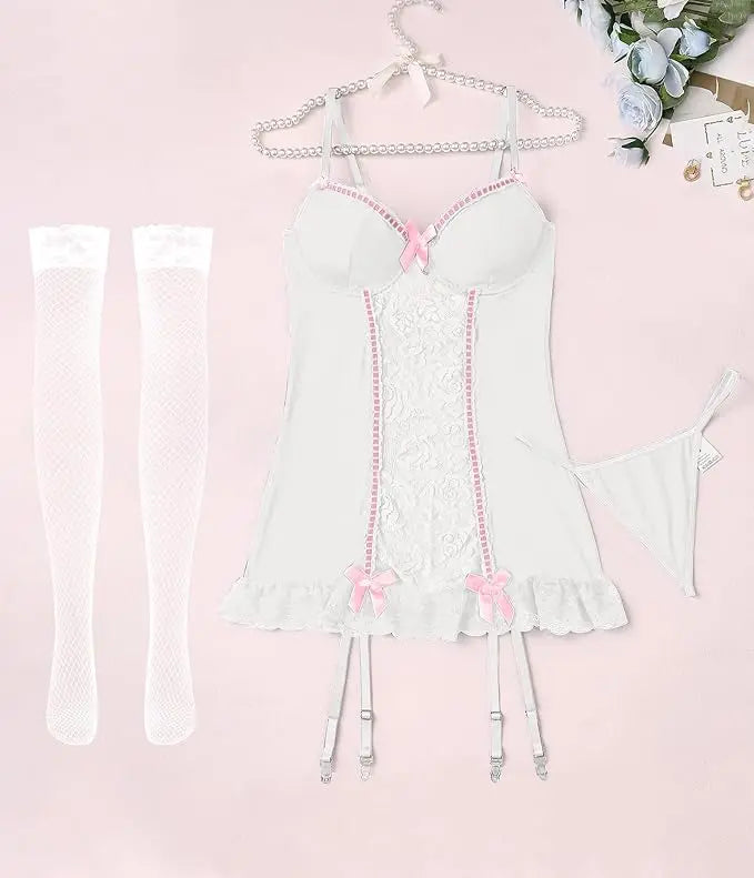 🤍Alabaster Dawn | 3-Piece Lace Lingerie Set