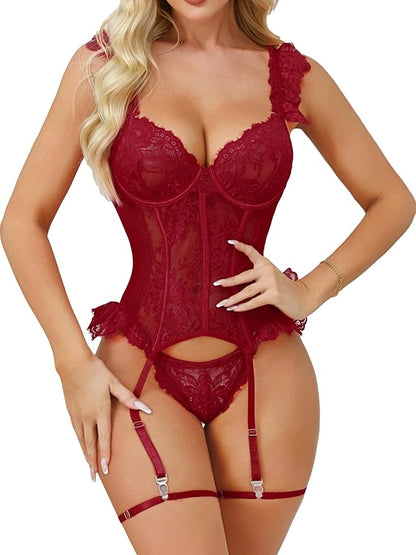 💗Whisper in Blush | 3-Piece Lace Lingerie Set