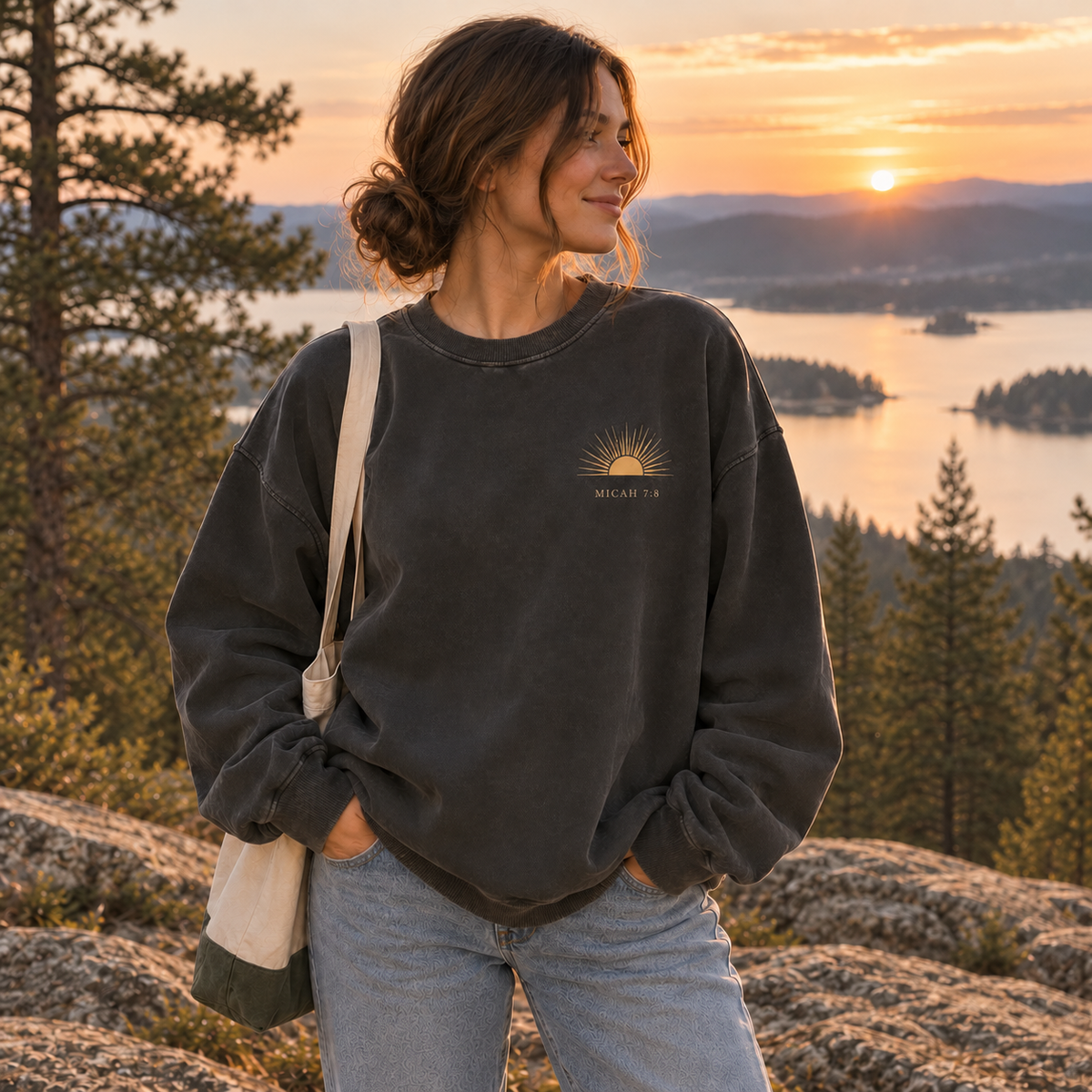 He Leads Me Into the Light Crewneck