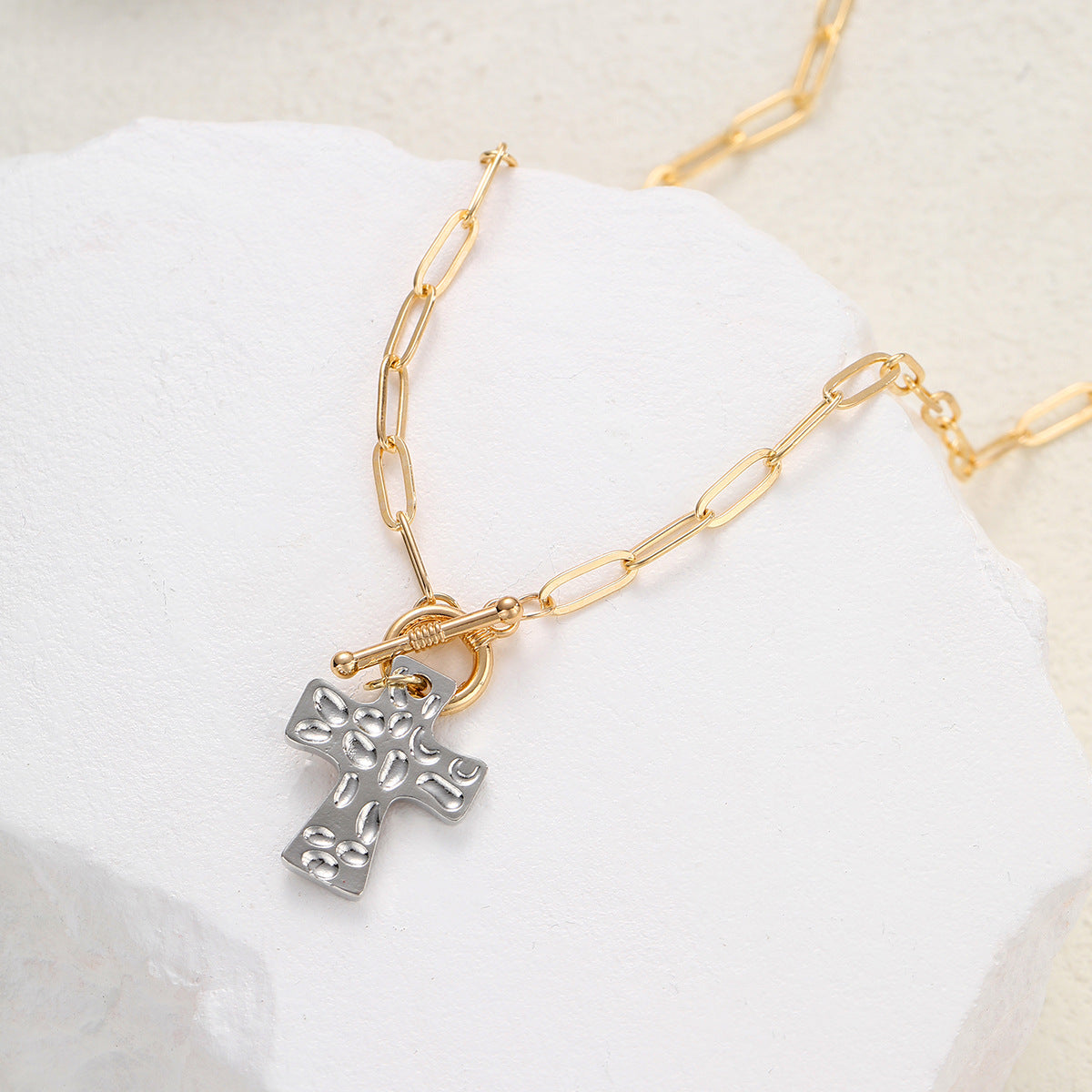 Held by Grace Paperclip Cross Necklace
