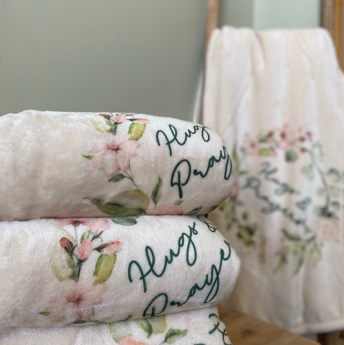 Hugs & Prayers Floral Fleece Blanket