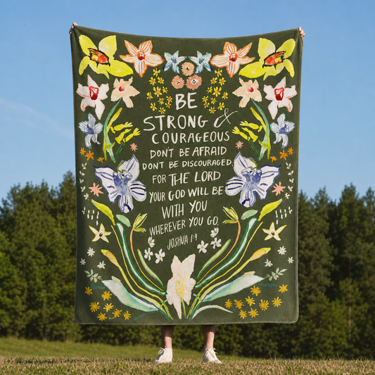 Joshua 1:9 Be Strong & Courageous Christian Blanket