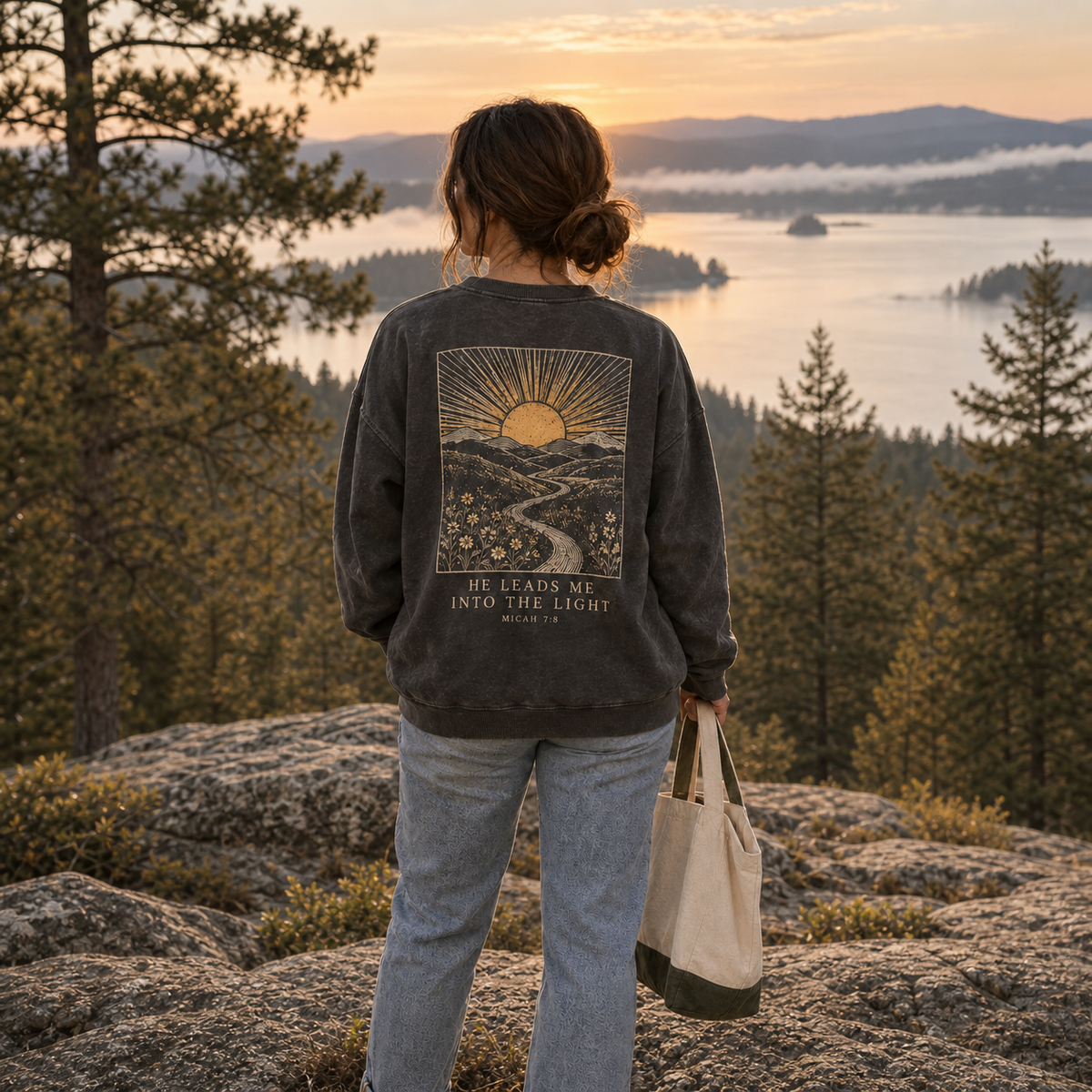 He Leads Me Into the Light Crewneck