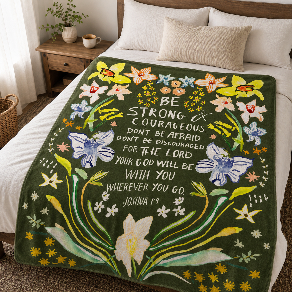 Joshua 1:9 Be Strong & Courageous Christian Blanket