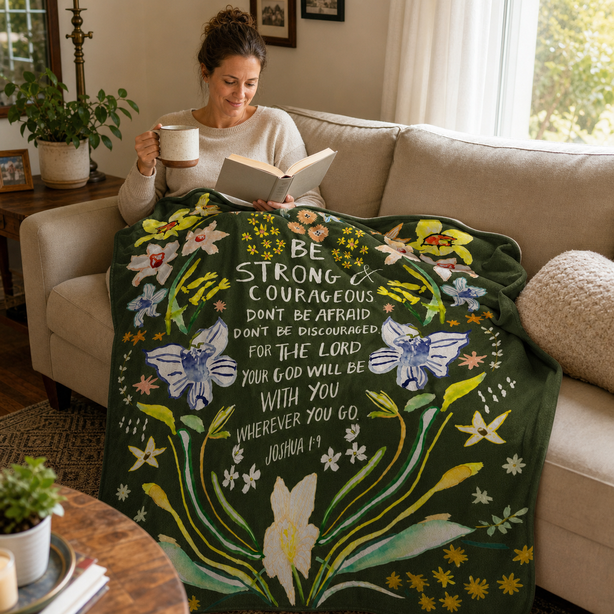 Joshua 1:9 Be Strong & Courageous Christian Blanket